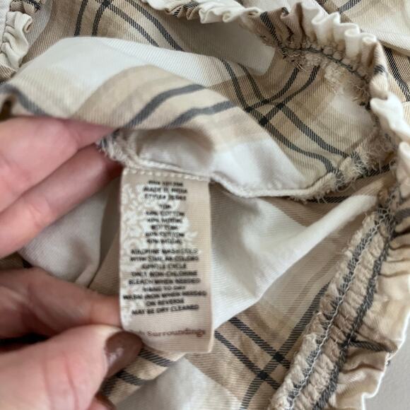 Soft Surroundings Womens Small Divine Neutral Plaid Flannel Button Up Pajama Top - Picture 9 of 9